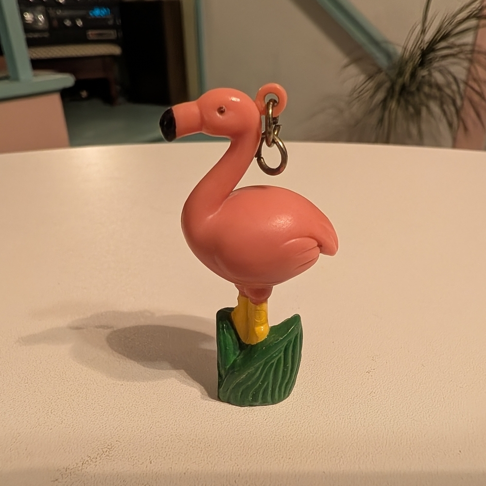 Vintage Pink Flamingo Keychain Charm